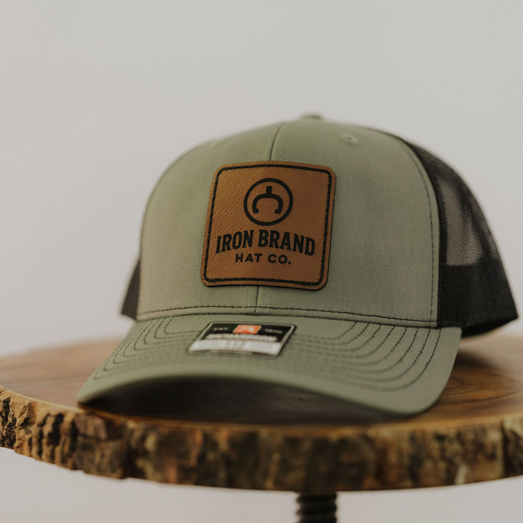 Loden / Black Richardson 112 | Square Leather Iron Brand Patch