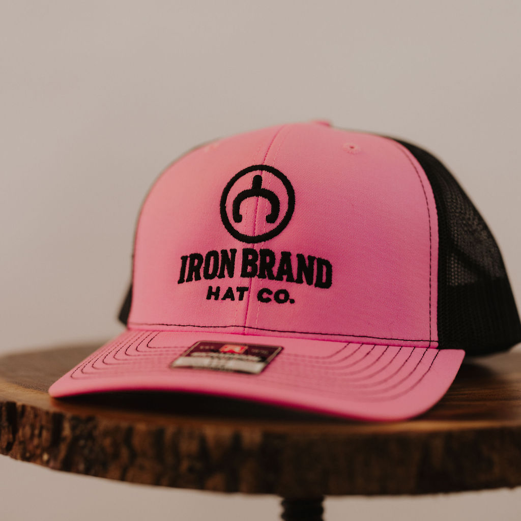 Pink Richardson 112 | Black Embroidered Iron Brand Logo