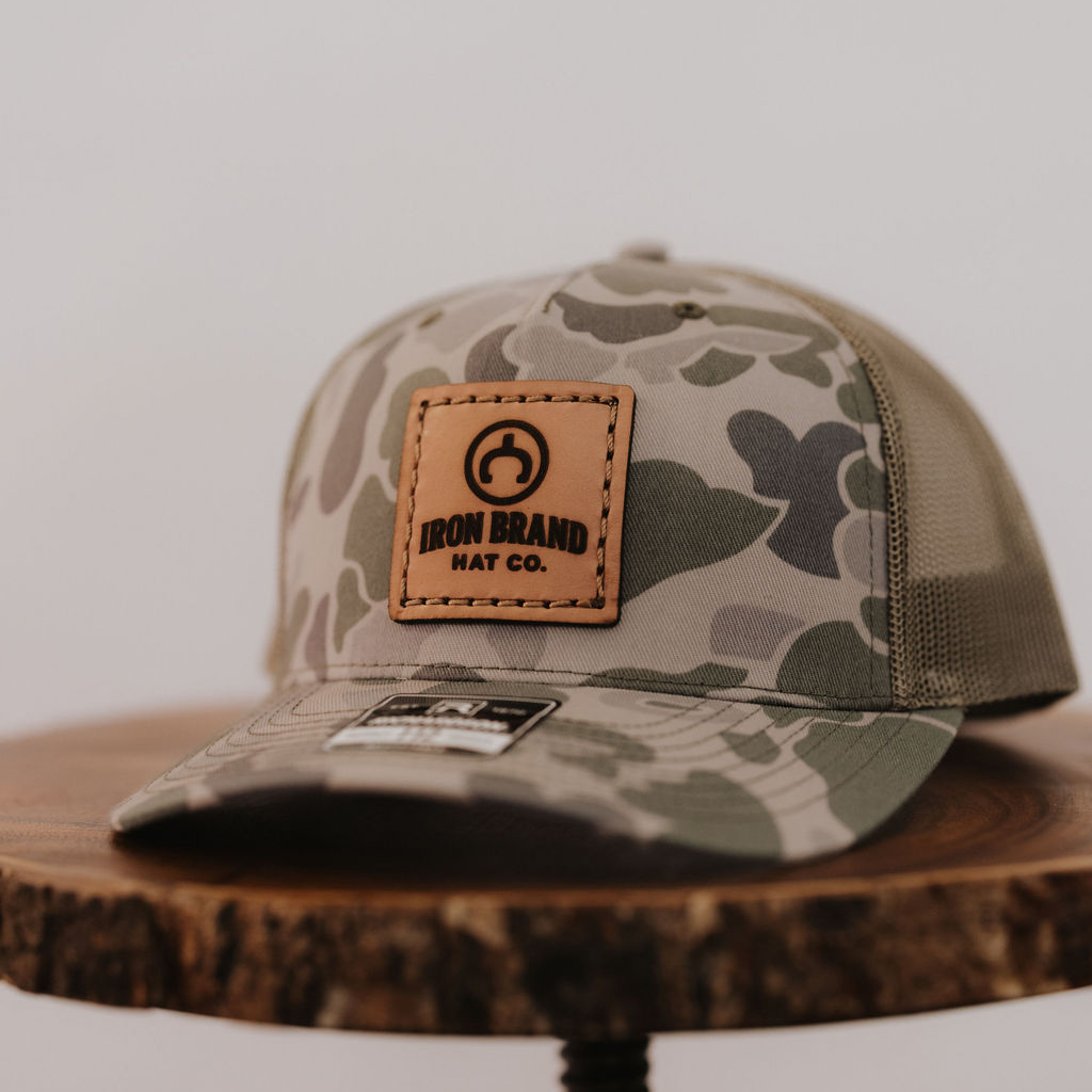 Marsh Duck Camo / Loden Richardson 112PFP | Custom Hand-Stitched Leather Iron Brand Patch